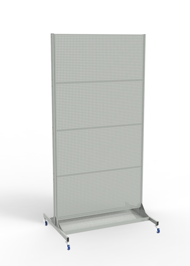 Фото - стенд перфорированный 4 экрана на колёсах с лотком сп-4-к-лт