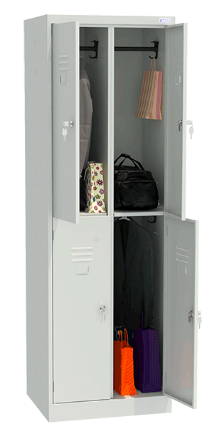 Фото - шкаф для одежды металлический - шр 24 сварной в хостел четырехсекционный