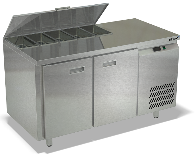 Охлаждаемый стол для салатов боковой агрегат с крышкой без борта 1/3 СПБ/С-126/20-1307 (1390x700x850 мм)